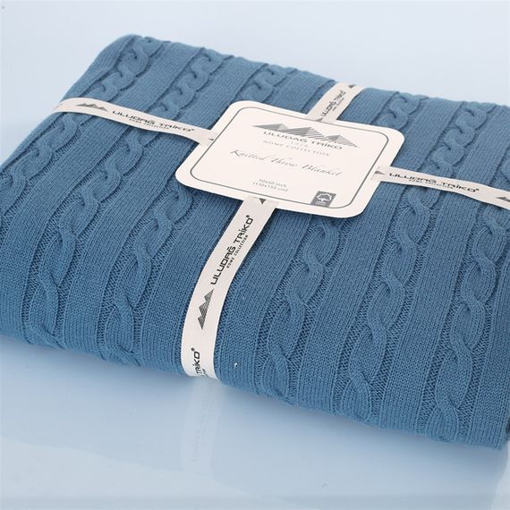 Uludağ Tricot Blue 100% Organic Cotton Knitwear TV Blanket - photo 3
