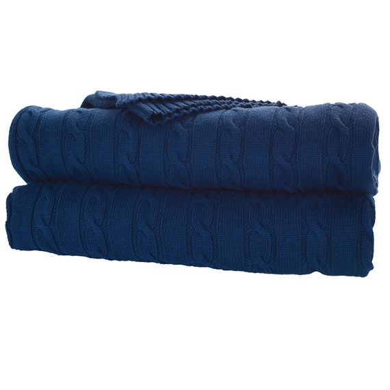 Uludağ Tricot Navy Blue 100% Organic Cotton Knitwear TV Blanket - photo 5