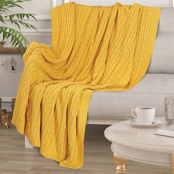Uludağ Tricot Yellow 100% Organic Cotton Knitwear TV Blanket - photo 1