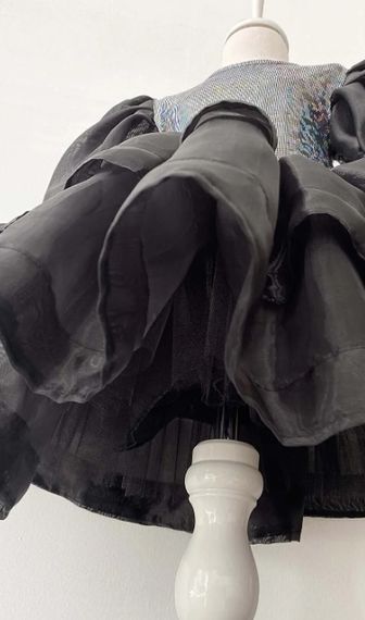 Kız Çocuk Siyah Organze Abiye Elbise, Parti Elbisesi, Doğum Günü Abiye Elbise, Bandana - fotoğraf 4