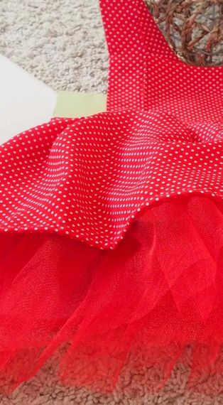 Kırmızı Puantiyeli Kız Çocuk Tütü Elbise Bandana Takım - fotoğraf 3