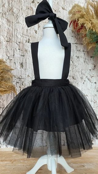 Siyah Kız Çocuk Tütü Elbise Bandana Takım 1-8 Yaş - fotoğraf 1