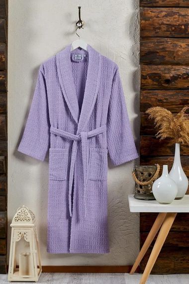 Daıly Patterned Shawl Collar Curl Bathrobe