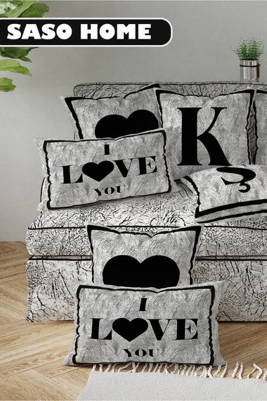 Letter Cushion Cover - Heart Sign - Letter Decorative Digital Printed Cushion Cover - photo 3