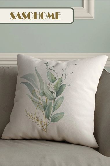 Simple Modern Design Green Leaves Patterned 4-Piece Combination Digital Printed Throw Pillow - Pillow Case - photo 2