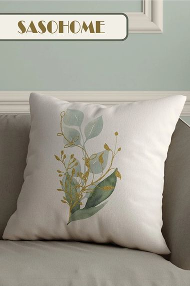 Simple Modern Design Green Leaves Patterned 4-Piece Combination Digital Printed Throw Pillow - Pillow Case - photo 3