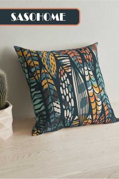 Colorful Feather - Colorful Feather Pattern Digital Printed Gift Quality Pillow - Throw Pillow Case - photo 4