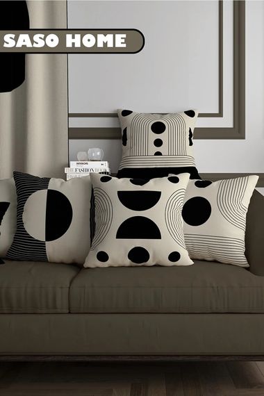 Light Lines And Geometric Objects Patterned 4-Piece Decorative Gift Pillow - Pillow Case - photo 1