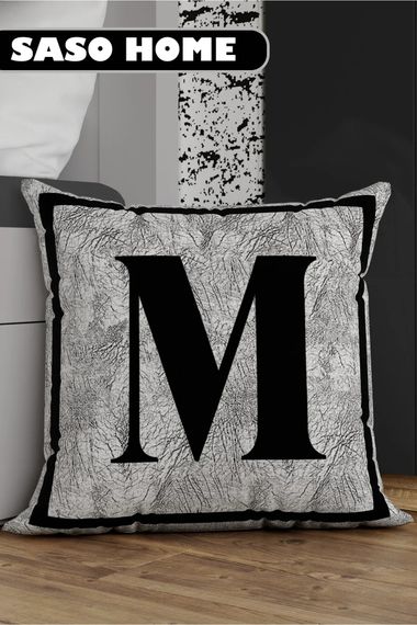 Letter Cushion Cover Letter M - Lettered Decorative Gift Digital Printed Cushion Cover - Pillow Case - photo 1