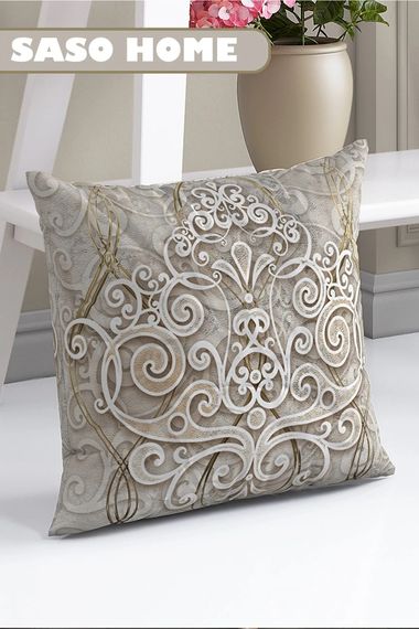 Cream - Beauty Aura Modern Model Patterned Decorative Gift Pillow - Pillow Case - photo 3