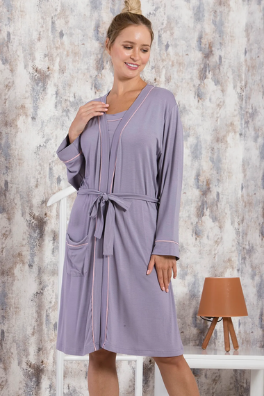 STYLE SYMPHONY ثوب نوم من قماش الفيسكوز بثلاث طبقات من الليك