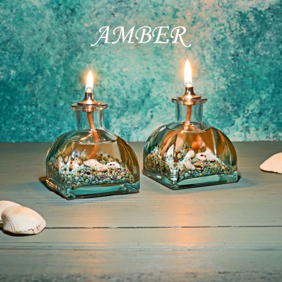 Ocean Series Amber Scented Decorative Oil Lamp Candle Set of 2