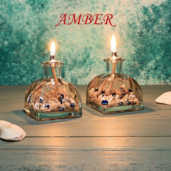 Ocean Series Amber Scented Decorative Oil Lamp Candle Set of 2