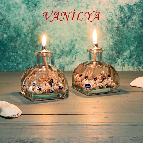 Ocean Series Vanilla Scented Decorative Oil Lamp Candle Set of 2