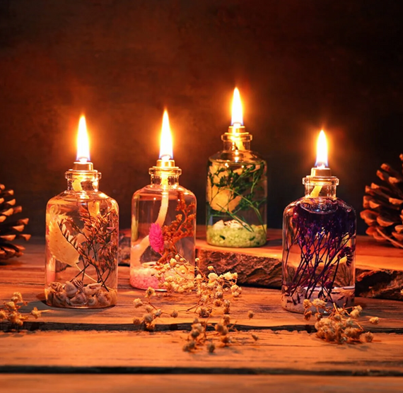 Decorative Oil Lamp Candle Set of 4