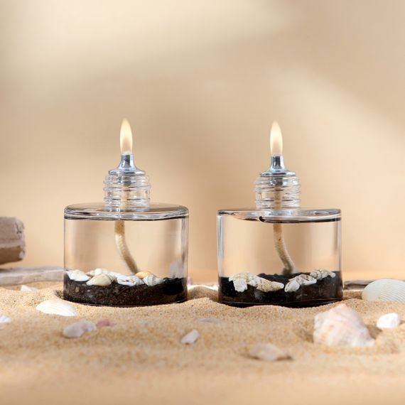 Ocean Black Cylinder Decorative Oil Lamp Candle Set (2 x 120 ml)