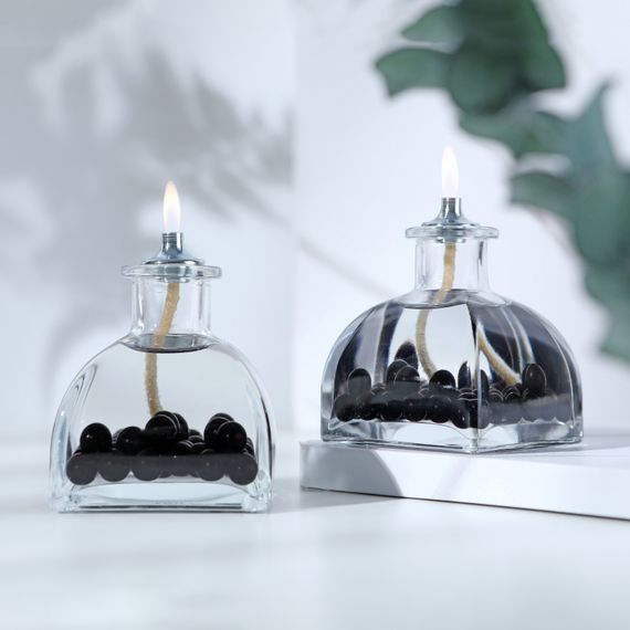 Black Pearl Decorative Oil Lamp Candle Set of 2
