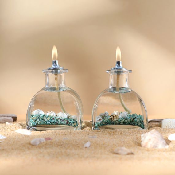Ocean Green Decorative Oil Lamp Candle Set of 2