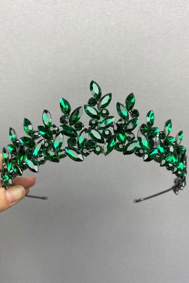 Green Subra Bridal Henna Tiara and Earrings - photo 2