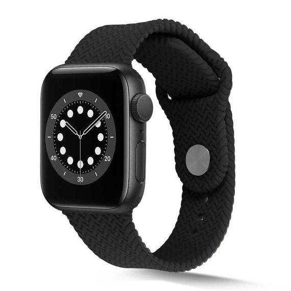 Силіконовий ремінець для Apple Watch серій 2/3/4/5/6/SE 44 мм, стильний дизайн з в'язкою, водостійкий, регулюється під будь-який розмір