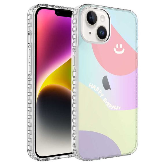 COMPATIBLE FOR APPLE IPHONE 14 PLUS AIRBAG PROTECTIVE COLOR PATTERNED SILICONE CASE NO7