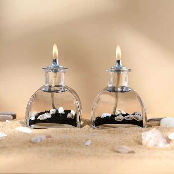 Ocean Black Decorative Oil Lamp Candle Set of 2