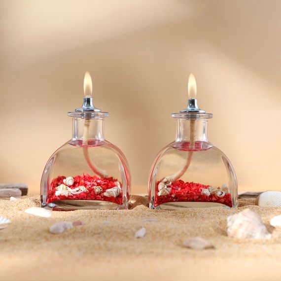 Ocean Red Decorative Oil Lamp Candle Set of 2
