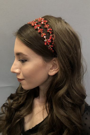 Alpha Model Double Row Red Copper Bridal Henna Crown