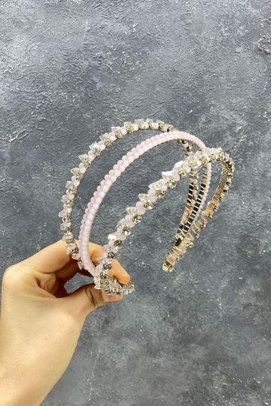 Powder 3 Rows Special Design Bridal Crown Hair Accessory - photo 1