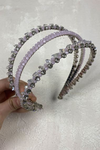 Powder 3 Rows Special Design Bridal Crown Hair Accessory - photo 2