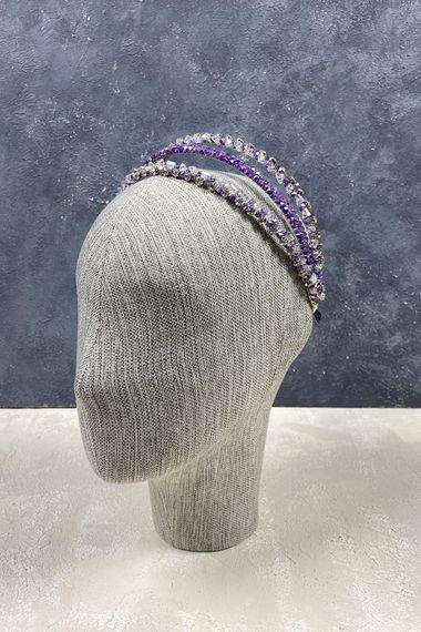 Lilac 3-Row Special Design Bridal Crown Hair Accessory - photo 2