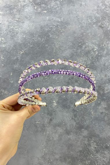 Lilac 3-Row Special Design Bridal Crown Hair Accessory - photo 3