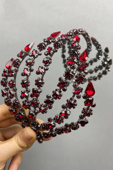 Claret Red Double Sided Helen Hair Accessory Bridal Crown