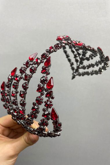 Claret Red Double Sided Helen Hair Accessory Bridal Crown