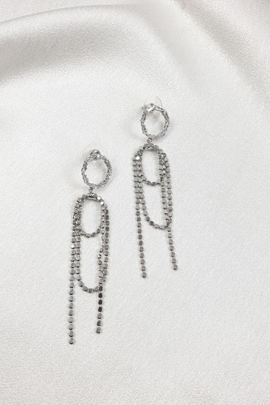 Chain Detailed Dangle Fringe Earrings