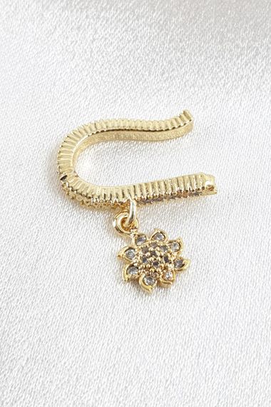 Деталізовані хрящові сережки із золотим квітковим камінням