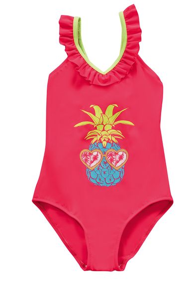 Endeep Girl Child Collar Frilly Red Swimsuit