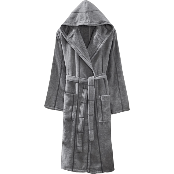 Cotton Velvet Hooded Unisex Anthracite Bathrobe