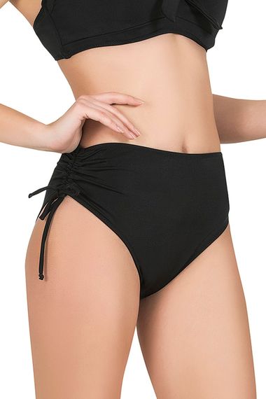 Endeep Women's High Waist Side Pleated Drawstring Bikini Bottoms