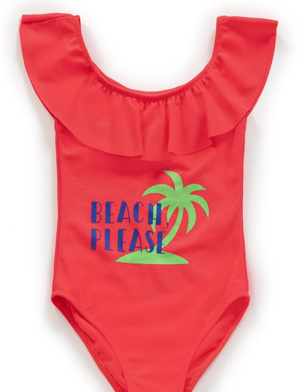 Endeep Girl's Flywheel Red Swimsuit