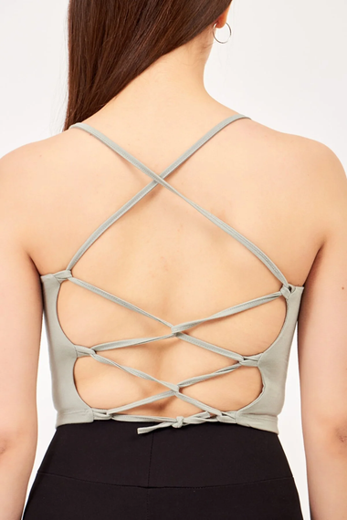 Сіра укорочена блузка Elia Moda із заниженою спиною - фото 3