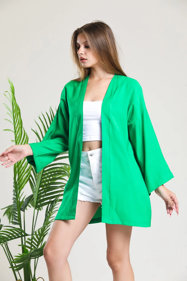 Зелена лляна куртка-кімоно Elia Moda