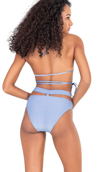 طقم بيكيني نسائي من Endeep باللون الأزرق الثلجي بتفاصيل متقاطعة - صورة 2