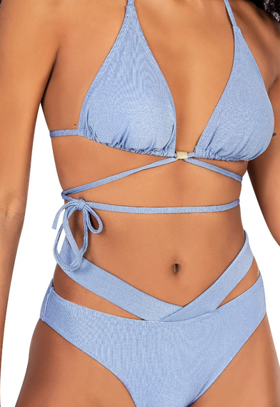 طقم بيكيني نسائي من Endeep باللون الأزرق الثلجي بتفاصيل متقاطعة - صورة 3