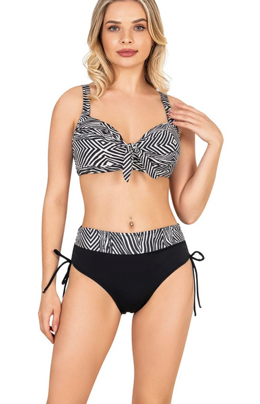 Endeep Women's Large Size Supported Zebra Patterned Bikini Set