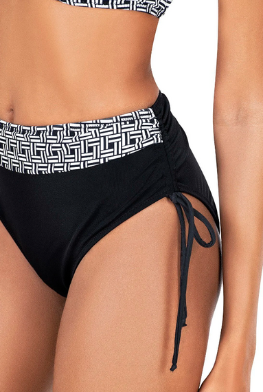 Endeep Kadın Büyük Beden Balenli Siyah Beyaz Desenli Bikini Takımı - fotoğraf 3