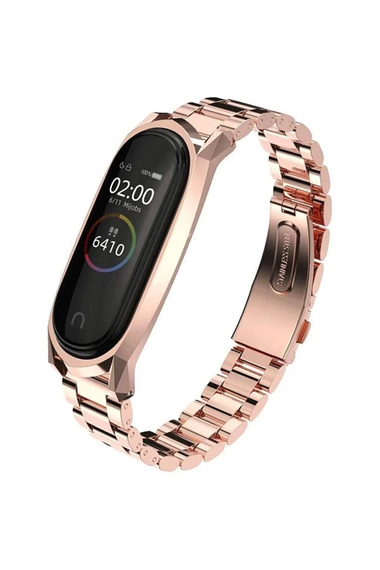 Decent Case Xiaomi Mi Band 5 And Mi Band 6 Compatible Metal Stainless Steel Link Cord Rose Gold