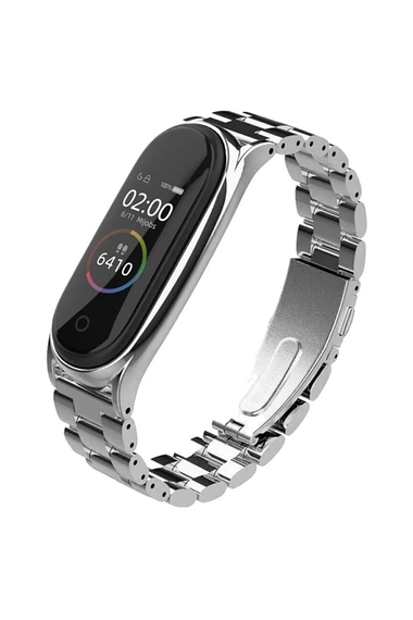 Decent Case Xiaomi Mi Band 5 And Mi Band 6 Compatible Metal Stainless Steel Link Cord Silver