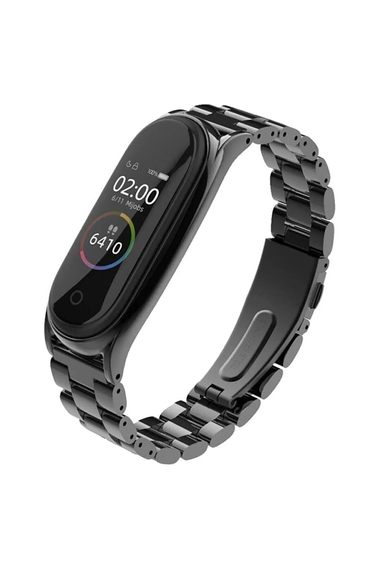 Decent Case Xiaomi Mi Band 5 And Mi Band 6 Compatible Metal Stainless Steel Link Cord Black
