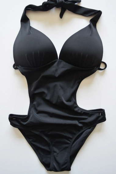 Жіночий чорний майокіні з наповнювачем, UV захист, двостороння еластичність, розміри 36-42